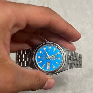 Silver and Blue Men's Watch